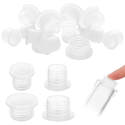 Prasacco 20 Pieces Salt and Pepper Shaker Stoppers, Plastic Stoppers for Salt Pepper Shakers Salt Shaker Plug Replacement Clear Replacement Stopper for Pots Bottles Pipes (3/4 Inch 1/2 Inch)