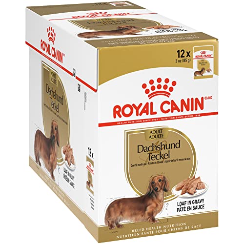 Royal Canin Breed Health Nutrition Dachshund Loaf in Gravy Pouch Dog Food, 3 oz Pouch (Pack of 12), 723085