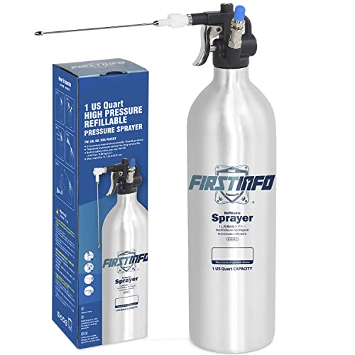 FIRSTINFO A1638L Patented 1L (33.8 US fl. oz) Thickened Aluminum Canister Aerosol Refillable Fluid High Pressure Storage Spray Can/Pneumatic Compressed Air Sprayer/Maximum Pressure 140 psi