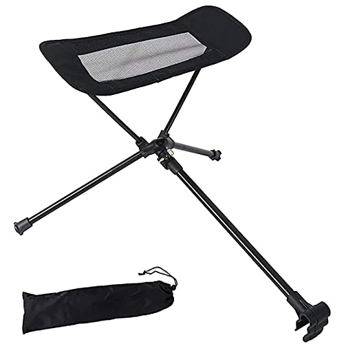 YWHWLX Outdoor Folding Chair Ottoman Portable Recliner Lazy Retractable Footstool Leg Rest Moon Chair Kit for Hiking Fishing Beach (Black)