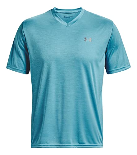 Under Armour Men's UA Tech V-Neck Short Sleeve T-Shirt (as1, Alpha, x_l, Regular, Regular, Radar Blue/Black, X-Large)