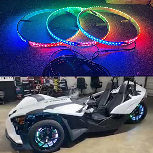 Sando Tech 15.5 Dream Chasing LED Wheel Ring Lights IP68 Waterproof Multi-Color Flow Series Flashing Rim Lights Tire Lights Blue-Tooth App Ctrl Offroad Compatible with Polaris Slingshot