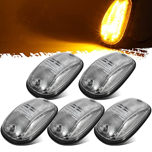 Partsam 5PCS Cab Marker Clear/Amber 45LED Top Roof Light Compatible with Dodge Ram 1500 2500 3500 4500 5500 Pickup 2003 2004 2005 2006 2007 2008 2009 2010 2011 2012 2013 2014 2015 2016 2017 2018