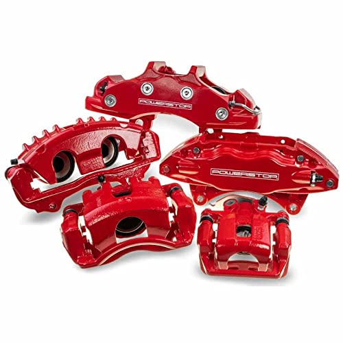 Power Stop Front S5022 Pair of High-Temp Red Powder Coated Calipers
