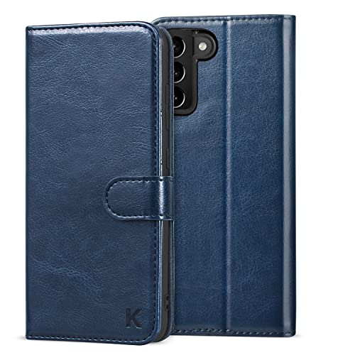 KILINO Wallet Case for Galaxy S22 [RFID Blocking] [PU Leather] [Shock-Absorbent Bumper] [Card Slots] [Kickstand] [Magnetic Closure] Flip Folio Cover for Samsung S22 (Blue)