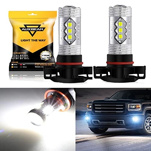 Auxbeam 5201/5202/9009 LED Fog Light Bulbs, 6500K Xenon White, 8000LM Super Bright, 360-degree Illumination, Canbus Ready, Fog Car Lights Replacement, Pack of 2