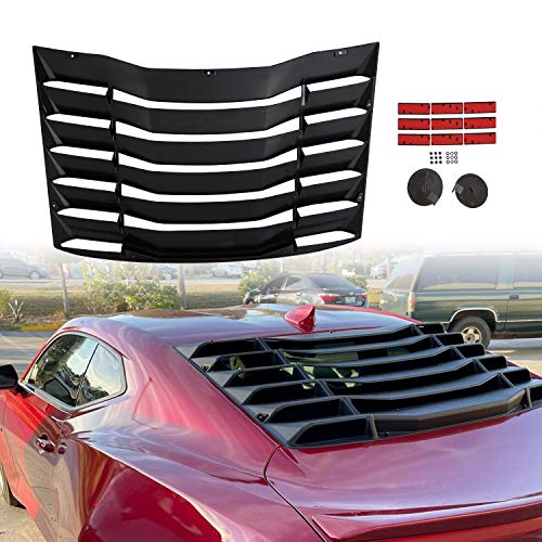 ECOTRIC Rear Window Louver Compatible with 2016-2023 Chevy Camaro Rear Windshield Cover Vents Sun Shade (Matte Black)