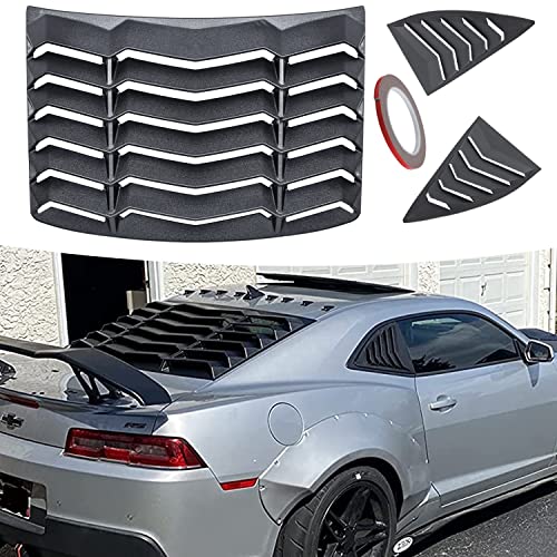 Rear and Side Window Louver fits for Chevrolet Chevy Camaro LS LT SS 2010 2011 2012 2013 2014 2015 Matte Black Windshield Scoop Louvers Sun Shade Cover in GT Lambo Style,Camaro Accessories