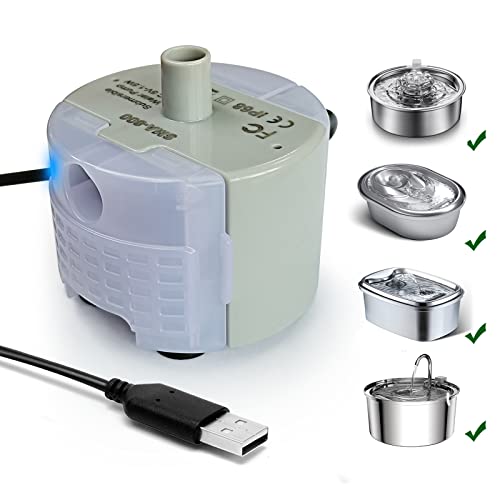 Cat Water Fountain Pump,Cat Fountain Pump Replacement Pump SMA-800 Submersible Motor,Pet Water Fountain Pump for Stainless Steel Cat Water Dispenser (Bottom pumping)