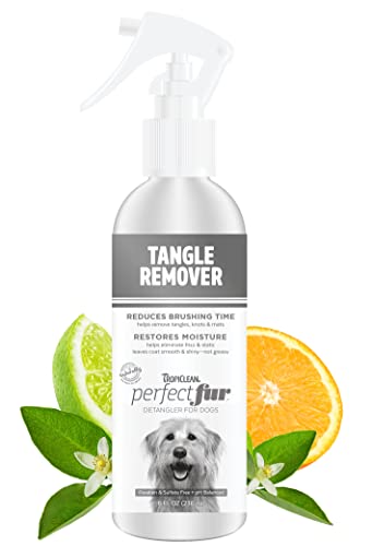 TropiClean Perfect FurDetangler Spray for Dogs - Made in USA - Detangling & Dematting Formula - Removes Mats & Knots for Gentle, Easy Brushing - Naturally Derived, 8oz