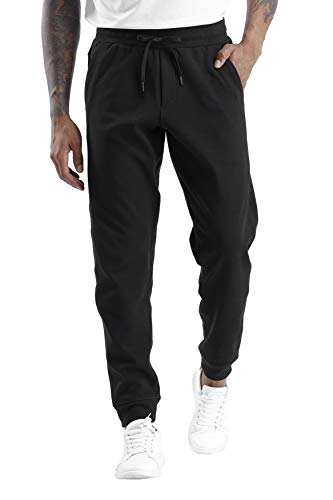 THE GYM PEOPLE Men's Fleece Joggers Pants with Deep Pockets Athletic Loose-fit Sweatpants for Workout, Running, Training (Medium, Fleece Lined-Black)