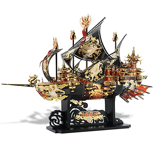 Piececool 3D Metal Puzzles Ship Models Kits to Build for Adults, The Wind Breaker Ship Model Building Kit, Brain Teaser DIY Craft Toys Gifts for Teens Man Woman Family- 709 Pcs