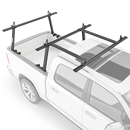 AA-Racks Model APX25-E Aluminum Pickup Truck Ladder Rack w/Cantilever Extension - Sandy Black (2 Packages)