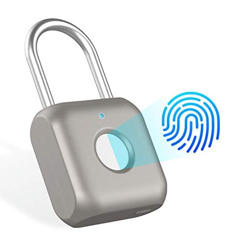 Fingerprint Padlock, Smart Touch Lock Metal Anti-Theft Intelligent Keyless for Gym Locker, School Locker Lock, Backpack, Suitcase, Travel Luggage, Portable USB Rechargeable (Grey)