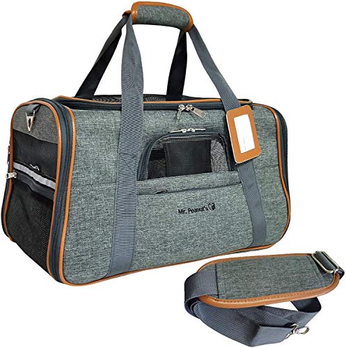Airline Approved Soft Sided Pet Carrier, Luxury Travel Tote with Premium Self Locking Zippers, Plush Faux Fleece Bedding with a Sturdy Plywood Base, 18LX10.5WX11 H (Twilight Gray)