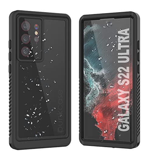 Punkcase Designed for Galaxy S22 Ultra Waterproof Case [StudStar Series] [Slim Fit] [IP68 Certified] [Shockproof] [Dirtproof] [Snowproof] Armor Cover for Galaxy S22 Ultra 5G (6.8") (2022) [Black]