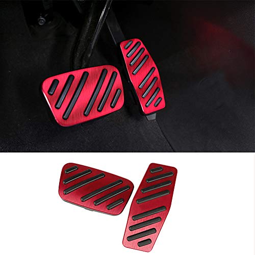 XITER No Drill Anti-Slip Aluminum Gas Brake Pedal Cover Foot Pedal Pads for Chevy Equinox Impala Cruze Blazer Traverse,for Buick Enclave Encore,for GMC Acadia Terrain,for Cadillac XT5 XT6(RED)
