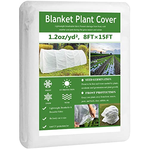 Garden expert Plant Covers Freeze Protection Floating Row Cover Thickened 1.2oz Fabric Frost Cloth Plant Blanket for Plants & Vegetables in Winter(8FTx15FT)