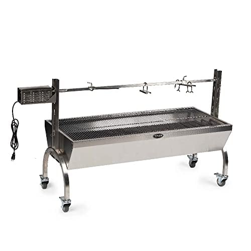 TITAN GREAT OUTDOORS 25W Stainless Steel Rotisserie Grill, Rated 125 LB, BBQ Spit Roaster