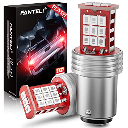 FANTELI 1157 LED Bulb Flashing Brake Lights, 300% Brighter 2057 2357 7528 BAY15D Plug and Play Strobe Blinking LED Stop Tail Lights, Brilliant Red