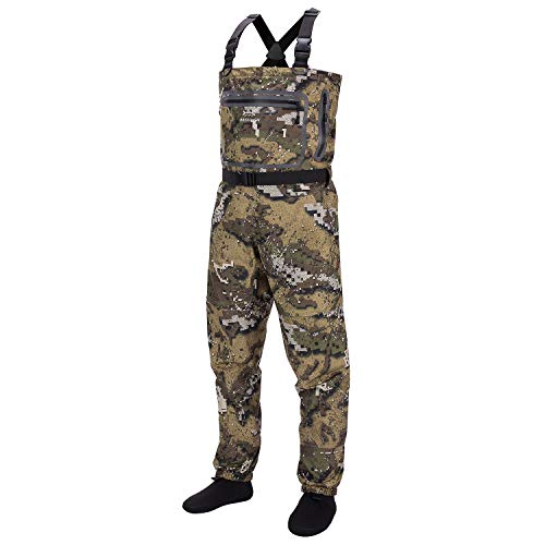 BASSDASH Breathable Ultra Lightweight Veil Camo Chest Stocking Foot Fishing Hunting Waders for Men