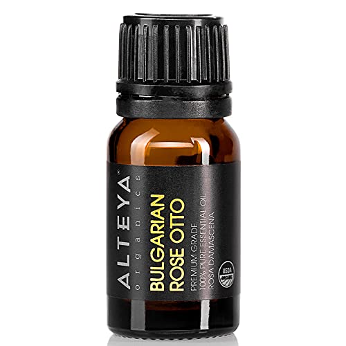 Alteya Organics Rose Essential Oil, Pure Certified Organic Bulgarian Rose Otto, 10mL