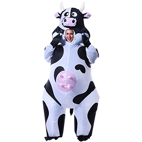 NBSAIRMO Inflatable Cow Costume for Adult, Funny Cow Adult Costumes, Blow up Cow Costume for Halloween Costumes Cosplay Party, Adult Size