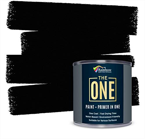 THE ONE Paint & Primer: Most Durable Furniture Paint, Cabinet Paint, Front Door Paint, Wall Paint, Bathroom, Kitchen, and More - Quick Drying Craft Paint for Interior / Exterior (Black, Matte Finish, 1 Liter)