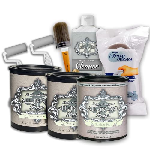 ALL-IN-ONE Paint by Heirloom Traditions, 2 Quart Cabinet Paint Bundle and Kit, Weathervane (Charcoal)