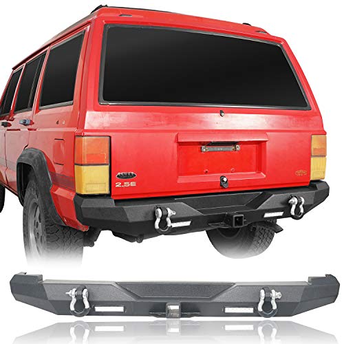 Hooke Road Cherokee XJ Rear Bumper with 218W LED Lights & Receiver Hitch Compatible with Jeep Cherokee XJ 1984-2001
