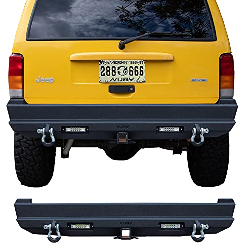 Vijay Rear Bumper Compatible with 1984-2001 Cherokee XJ with LED Lights and D-rings