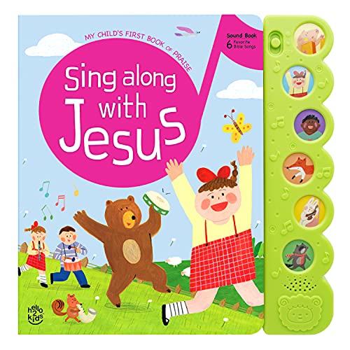 Hello 2 Kids Sing Along with Jesus - Christian Sound Books for Toddlers 1 - 3 | 6 Bible Songs & Illustrations | Interactive Religious Musical Toys for Kids - Birthdays, Baptism Gifts for Boys & Girls