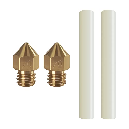 R QIDI TECHNOLOGY 3D Printer Nozzles, 0.4 mm M6 Brass Nozzles Extruder with PTFE Tube for 1.75mm Filament, Compatible with QIDI TECH X-CF PRO & I-Fast 3D Printer (2 Pieces)