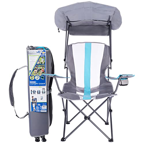 Kelsyus Original Foldable Canopy Chair for Camping, Tailgates, and Outdoor Events, Grey/Light Blue