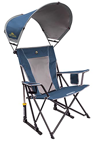 GCI Outdoor SunShade Rocker Collapsible Rocking Chair & Outdoor Camping Chair With Canopy, Neptune Blue