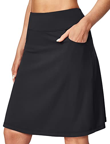 Ewedoos Knee Length Skorts Skirts for Women with 3 Pockets High Waisted 20Golf Skirts for Women Athletic Tennis Skirt Black