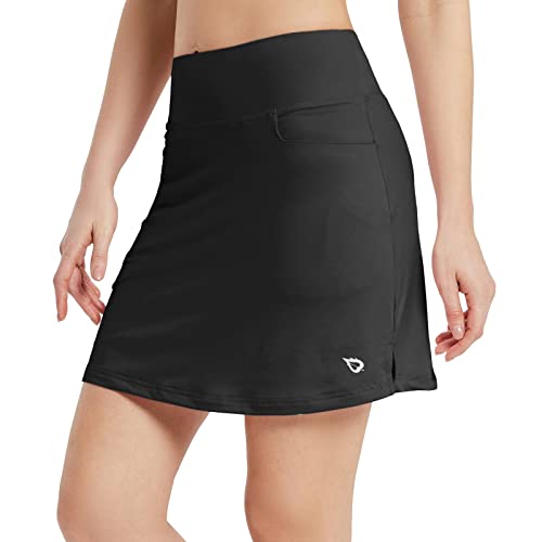 BALEAF Women's 16'' Golf Skirts High Waisted Tennis Athletic Running Workout Active Skorts with Pockets Black Medium