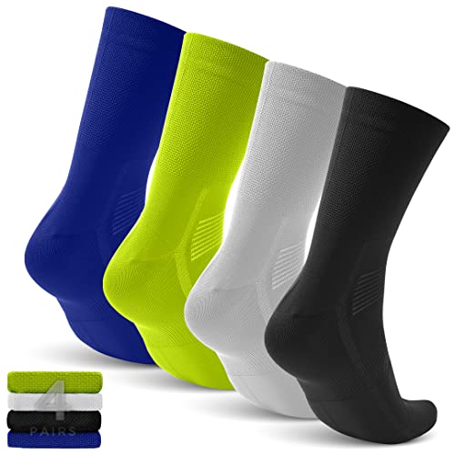 Fort Isle 4 Pairs Cycling Socks for Men & Women - 8 Color Breathable Mountain Bike Socks Men | Mtb Socks Mens | Bicycle socks