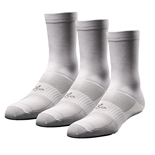 Taba Sport Unisex Compression Cycling Socks  7''Length Biking Socks for Road Cycling (White, 3 Pack) One Size