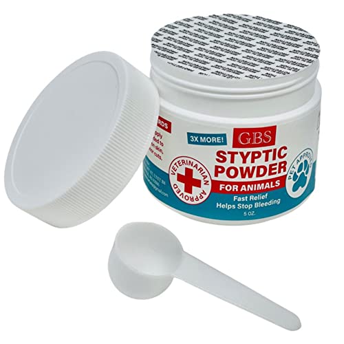 G.B.S 5 oz Styptic Powder for Animals Dogs with Sealed Top + Scoop, Cats & Birds Cutting Nails - Stop Bleeding Styptic Clotting Blood Powder  Easy to Apply