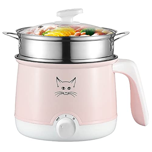 Avkobow Hot Pot, Electric Pot for Raman, Soup, Noodles, Steak, Oatmeal, Rapid Mini cooker with Temperature control, 1.8L (Pink)