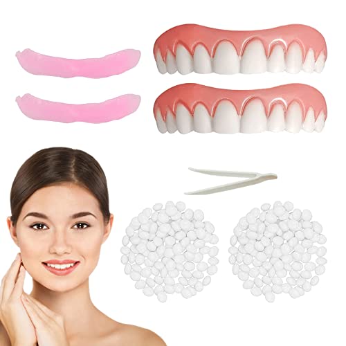 Fake Teeth, Cosmetic Denture Veneers for Upper and Lower Jaw, Natural Shade Fake Veneer, Denture Decorations for Halloween, Christmas and Daily Life-Y2