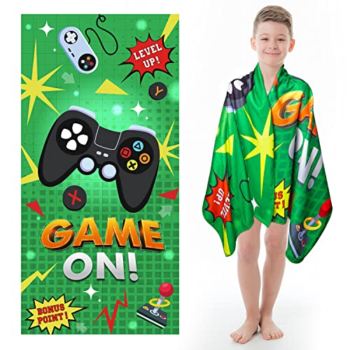 R HORSE Video Game Beach Towel for Kids, 30 x 60 inch Microfiber Gaming Pool Towel Absorbent Soft Quick Dry Towel Sand Free Blanket Game on Summer Beach Towel for Bath Sport Travel Swimming Camping