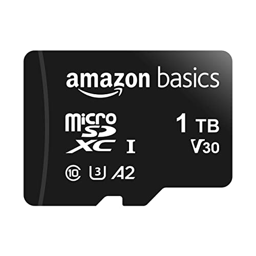 Amazon Basics microSDXC Memory Card with Full Size Adapter, A2, U3, Read Speed up to 100 MB/s, 1 TB