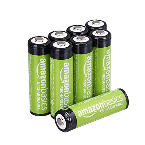 Amazon Basics 8-Pack Rechargeable AA NiMH Batteries, 2000 mAh, Recharge up to 1000x Times, Pre-Charged