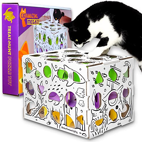 Cat Amazing MEGA  Cat Treat Puzzle Box  Interactive Treat Maze  Cat Puzzle Feeder  Treat Box for Indoor Cats  Enrichment Food Toy  Best Cat Toy Ever!