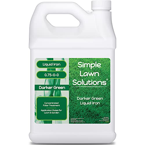 Simple Lawn Solutions - Liquid Iron Fertilizer Darker Green - Chelated Micronutrients - Concentrated Spray Booster for Turf Grass, Indoor Plants and Outdoor Garden (1 Gallon)