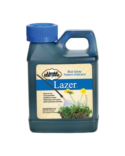 Liquid Harvest Lazer Blue Concentrated Spray Pattern Indicator 8 Ounces Perfect Weed Spray Dye, Herbicide Dye, Fertilizer Marking Dye, Turf Mark and Blue Herbicide Marker