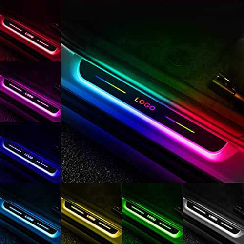 Car Front Door Sill LED Lights, Customized Logo or Text, Wireless Car Door Welcome Courtesy Lights, Auto-Sensing, Waterproof, 2Pcs Car LED Lights for All Car Model