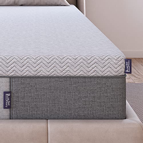 BedStory 3 Inch Memory Foam Mattress Topper Queen Size, Pain Relief Extra Firm Bed Topper, Copper/Gel/Bamboo Charcoal/Green Tea Infused Cooling Pad Skin-Friendly Cover, CertiPUR-US Certified